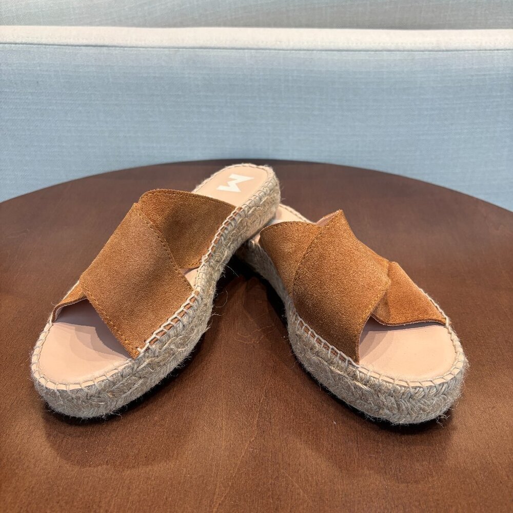 Manebí Suede Double Sole Crossed Bands Jute Espadrille Sandals, Size 8
